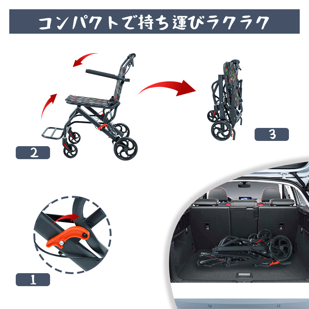 PIPIBEAR 車椅子 介助式車いす 折畳み 軽量 コンパクト 簡易車椅子 自立できる ノーパンクタイヤ 折りたたみ車イス ブレーキ付き 介助式車椅子 軽量車椅子 折り畳み 外出用 室内用 組み立て不要 簡易 軽量 持ち運び易い