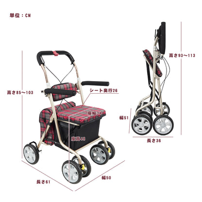 PIPIBEAR シルバーカー 歩行器 買い物カート 手押し車 ショッピングカート アルミ製 座れる 折り畳み 軽量 コンパクト 歩行器 高齢カート 7段階高さ調節 マルチレインカバー付き 肩掛けバッグ 折り畳み式 歩行補助 介護用品 室内室外兼用