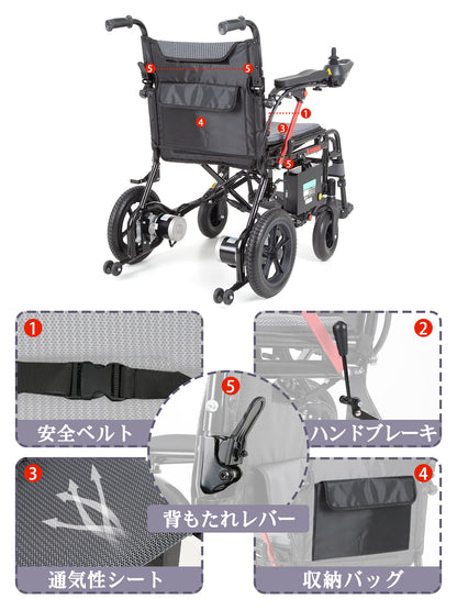 PIPIBEAR 電動車椅子 折りたたみ 軽量 コンパクト 軽量電動車椅子 アルミ製 介助・自走兼用 電動車いす 航続12-14KM 組み立て不要 障害者 高齢者 妊婦向け 日本語の説明書付き